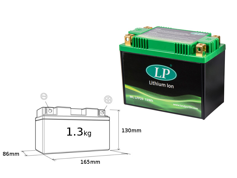 LANDPORT akumulátor lithium-iontový LiFePO4 LFP20 (ML LFP20) (165X86X130) (YTX20BS, YTX20LBS, Y50N18LA2) (váha 1300g) (6)